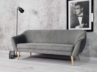 SCANDI. Sofa 3 Osobowa. Styl Skandynawski. Tkanina Welur/Plusz Plamoodporna
