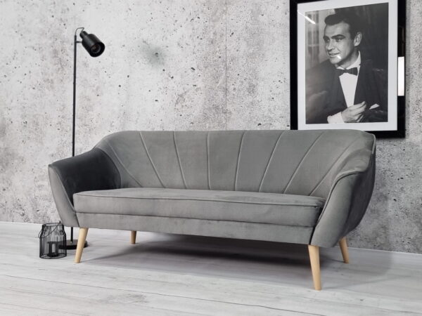 SCANDI. Sofa 3 Osobowa. Styl Skandynawski. Tkanina Welur/Plusz Plamoodporna