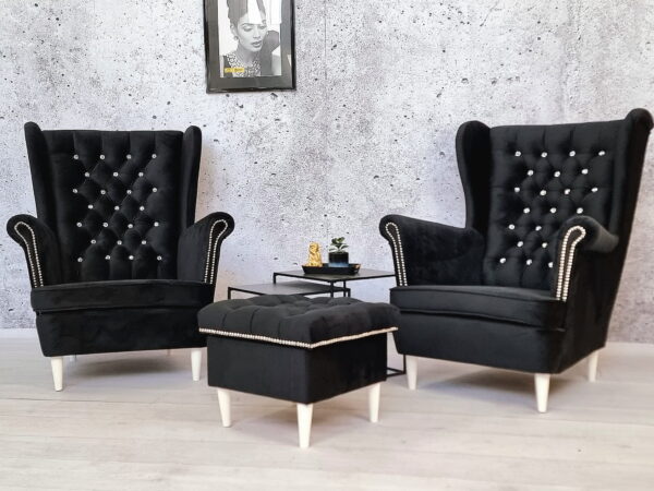 Fotel uszak . Pikowanie Chesterfield! - obrazek 4