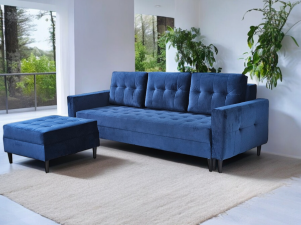Kanapa/Sofa PORTO. Pufa w zestawie. Styl Skandynawski. Pianka HR Gratis!